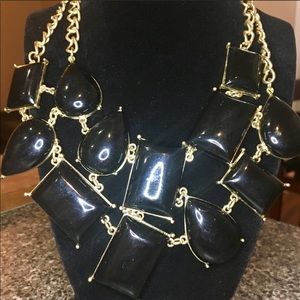 Gold & Black Gem Collage Statement Necklace